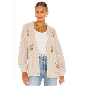 For Love & Lemons Amaryllis Button Down Cardigan in Wheat NWT Sz Large